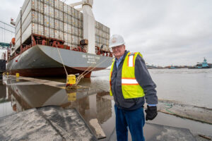 Mark on the dock with Del Monte Rose